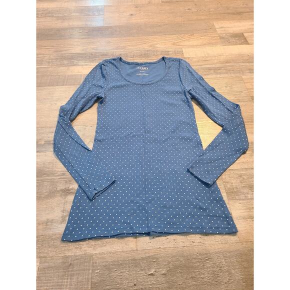 Old navy xs womens blue and white polka dot long sleeve top - Picture 1 of 7